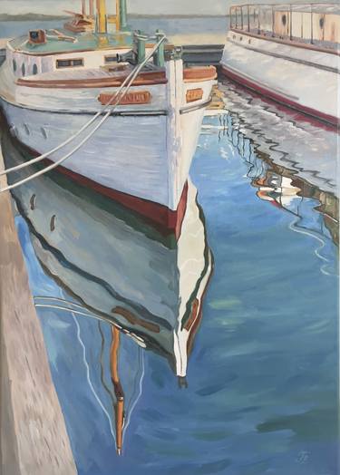 „Reflection”- Boat Oil Painting thumb
