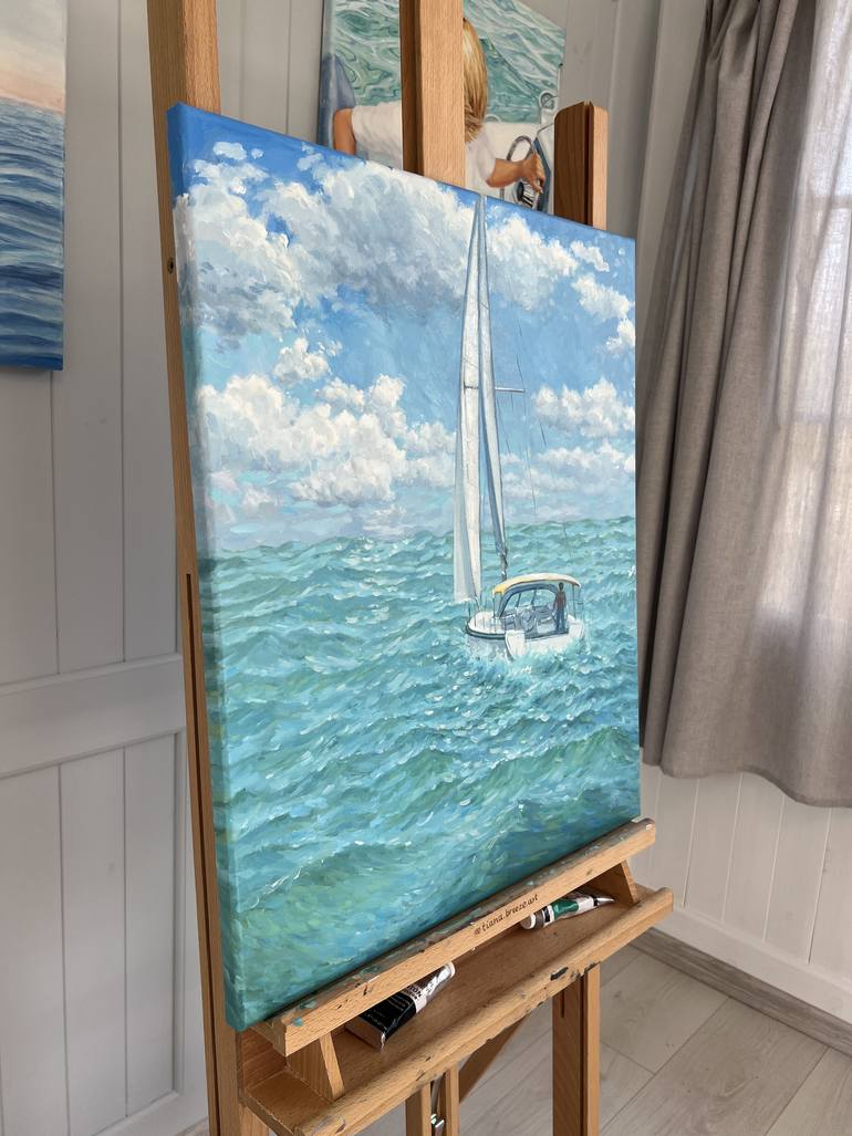 Original Impressionism Boat Painting by Tiana Breeze
