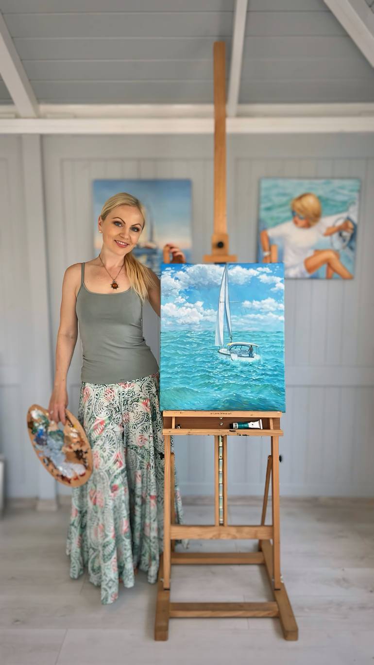 Original Impressionism Boat Painting by Tiana Breeze