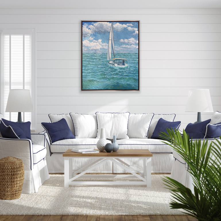 Original Impressionism Boat Painting by Tiana Breeze