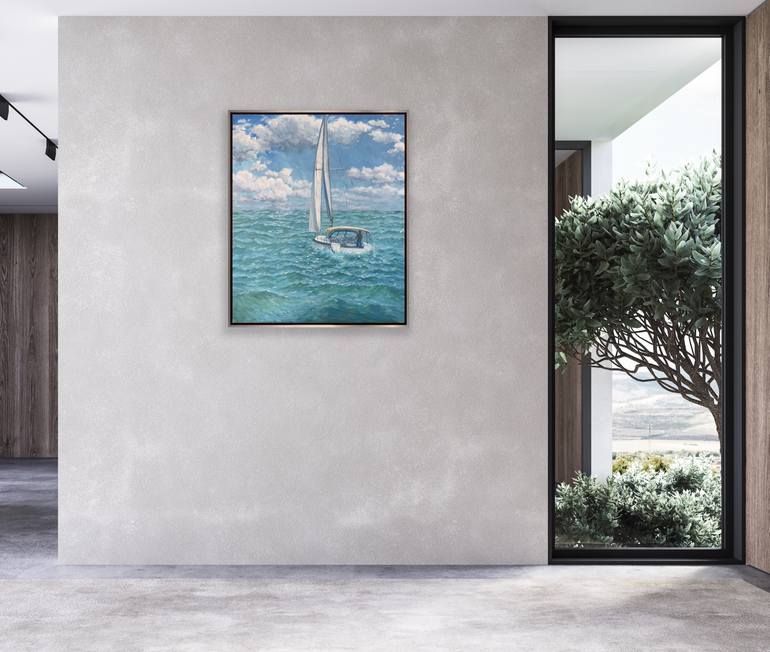Original Impressionism Boat Painting by Tiana Breeze