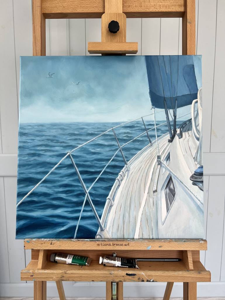 Original Impressionism Boat Painting by Tiana Breeze