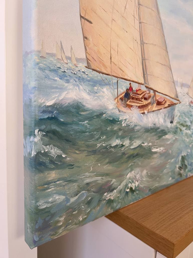 Original Sailboat Painting by Tiana Breeze