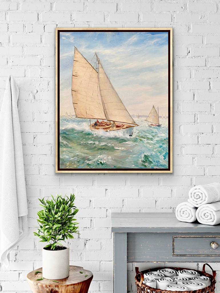 Original Expressionism Sailboat Painting by Tiana Breeze