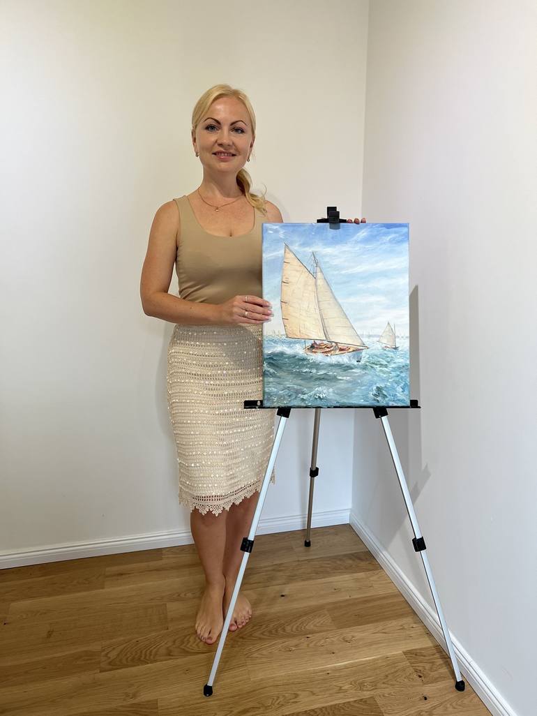 Original Expressionism Sailboat Painting by Tiana Breeze