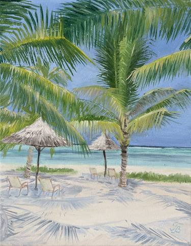 Palm Trees, Beach Oil Painting thumb