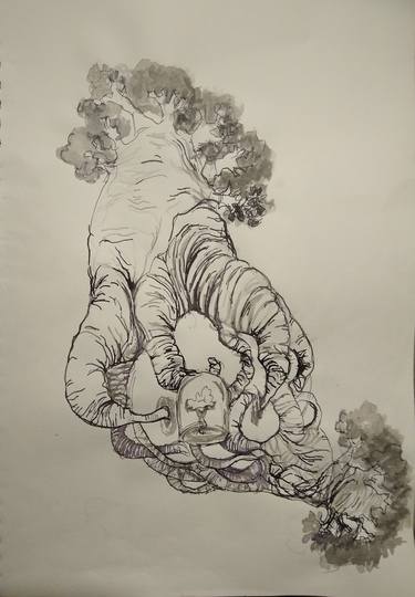 Print of Figurative Tree Drawings by Maria Oancea