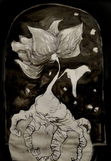 Print of Expressionism Floral Drawings by Maria Oancea