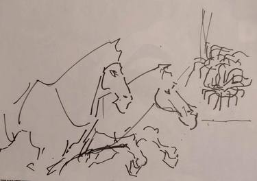 Print of Horse Drawings by Maria Oancea