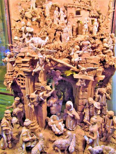 A nativity scene made entirely of terracotta. thumb