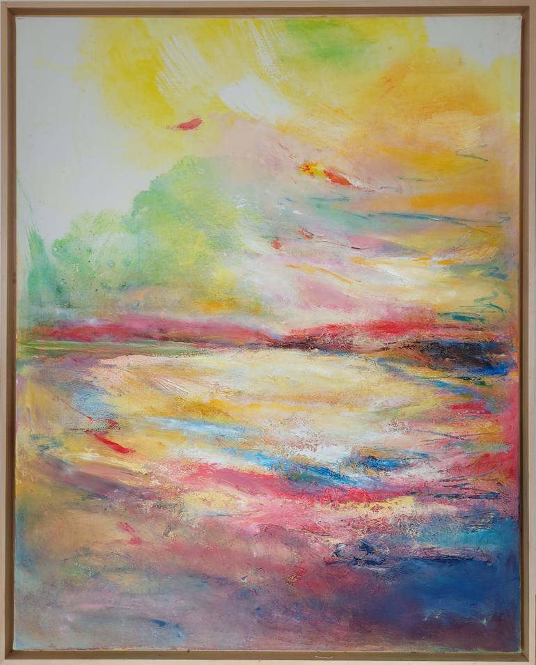 Original Landscape Painting by Daniela Prokopetz | Abstract Art on Canvas | Light grazes the lake