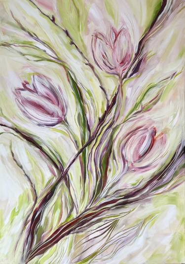 Original Abstract Expressionism Floral Paintings by Kymia Kazemi