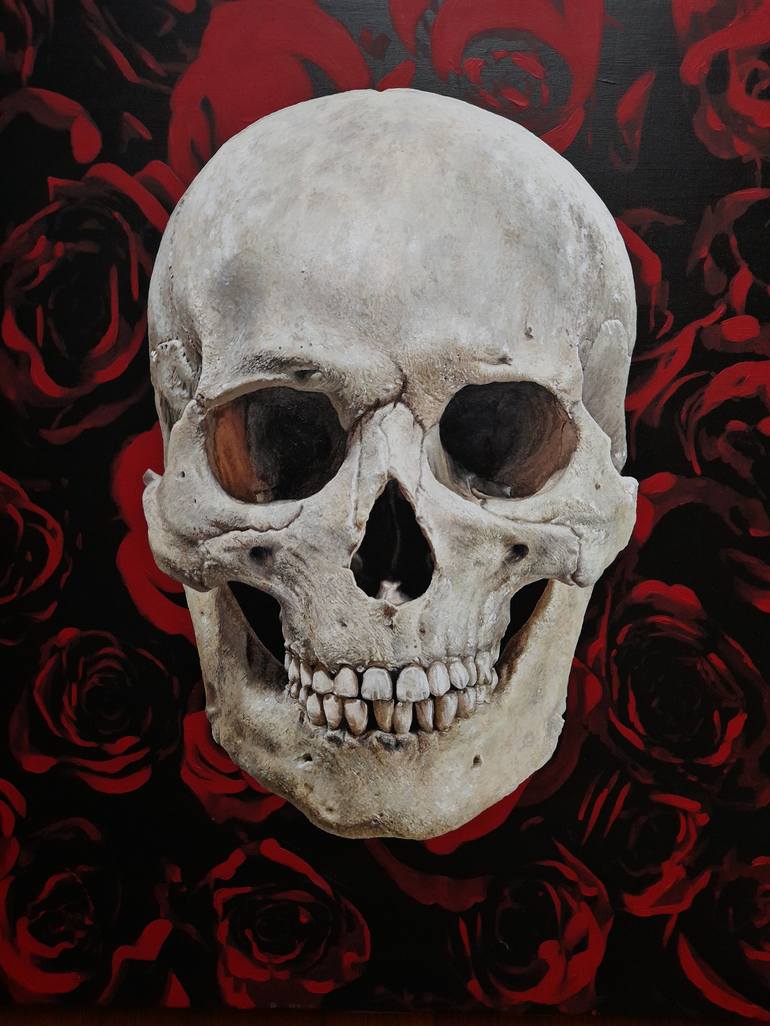 Original Contemporary Mortality Painting by Claudia Daminato