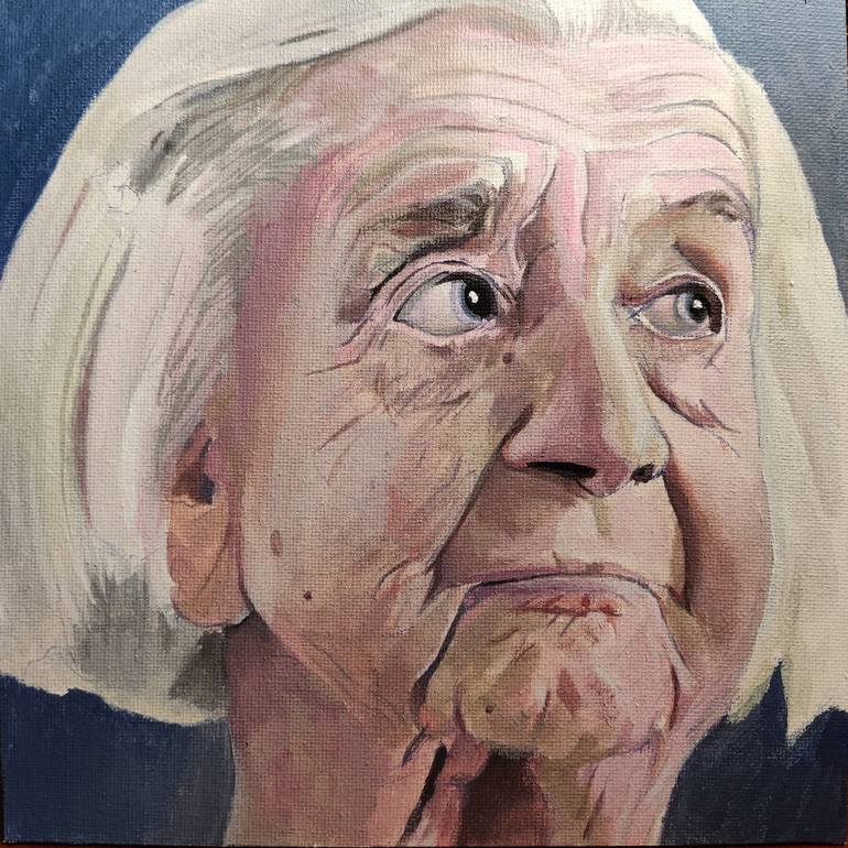 Old Woman Alzheimer Painting by Simón Sevilla | Saatchi Art