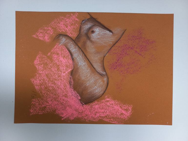 Original Abstract Expressionism Erotic Drawing by Hanna Shrub