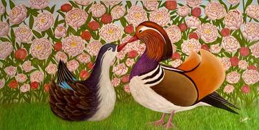 Mandarin Ducks a symbol of love, devotion, affection and fidelity thumb