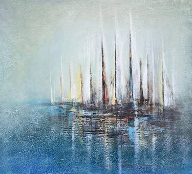 Abstract Sailboats in the fog acrylic texture thumb