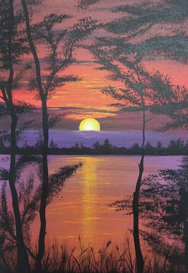 Sunset at the lake acrylic thumb