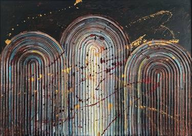 Original Abstract Geometric Mixed Media by Uliana Saiapina