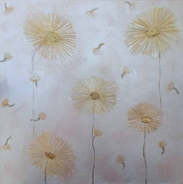 Interior painting in pastel colors Dandelions acrylic texture thumb