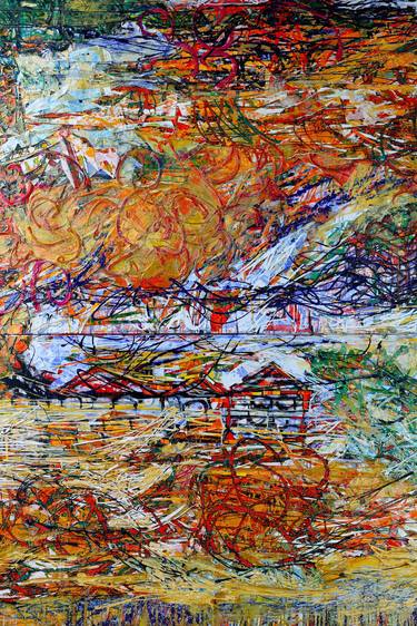Original Abstract Landscape Mixed Media by John Berrick