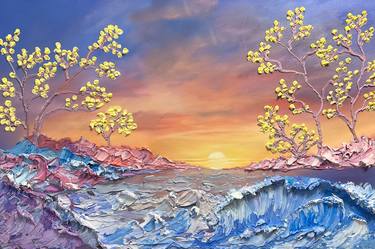 Original Abstract Seascape Mixed Media by SIMONA NEDEVA