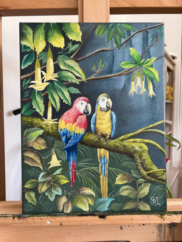 Image result for Tropical Parrots Painting by Simona Nedeva | Saatchi Art
