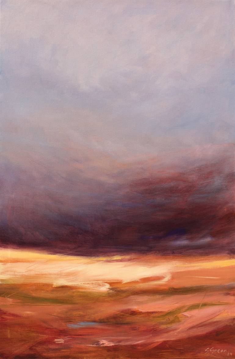 Original Abstract Painting by Simona Gocan | Abstract Art on Canvas | Sunset in the Desert #1