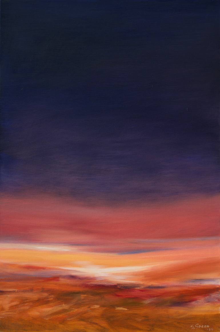 Original Abstract Painting by Simona Gocan | Abstract Art on Canvas | Sunset in the Desert #2
