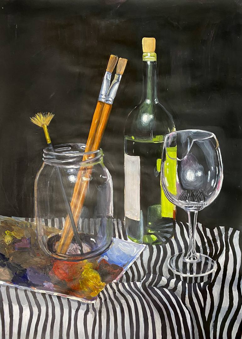 still life paintings of wine glasses