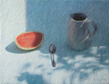 The Breakfast with a Watermelon on the Sunny Morning thumb
