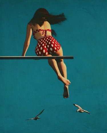 Girl Wearing a Bikini on the Diving Board thumb