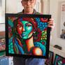 The work is framed