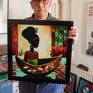 The work is framed