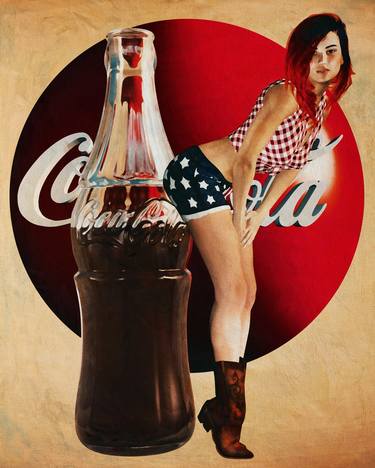 Pin Up Girl with Coca Cola Draw Art Paintings of the 1960s thumb