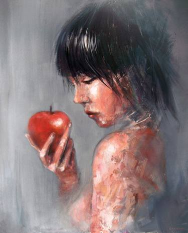 girl with an apple thumb