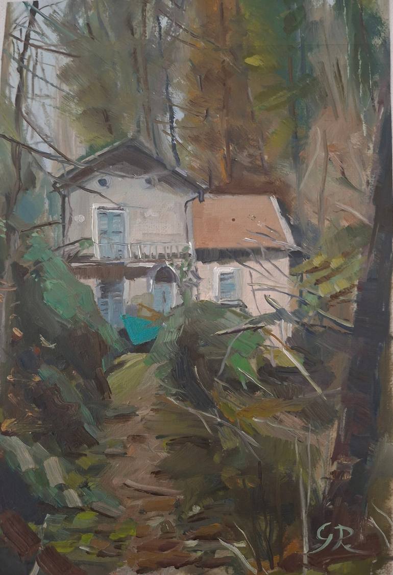 Original Landscape Painting by Giacomo Roberto | Expressionism Art on Canvas | Little House in the Woods