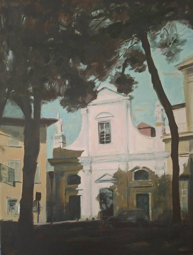 Original Architecture Painting by Giacomo Roberto | Realism Art on Canvas | Baroque Between Shadow and Sky