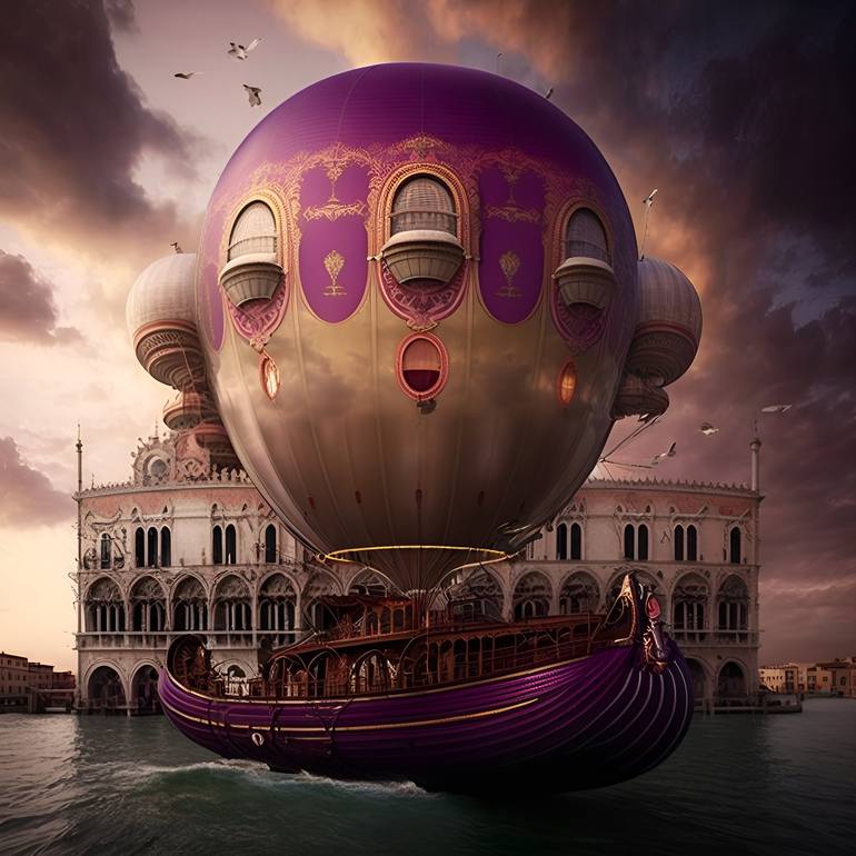 Flying zeppelin by Matthias Jung, steampunk style Digital by Irina ...