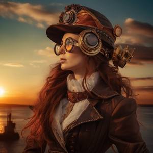 Collection Girl Pilot. Steampunk style.