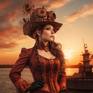 Collection Girl Pilot. Steampunk style.