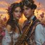Collection Boy and girl in steampunk style with saxaphone.
