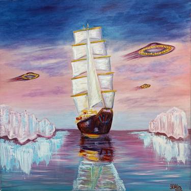 Print of Surrealism Ship Paintings by Irina Minevich