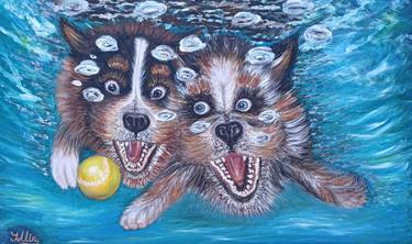 Original Illustration Dogs Paintings by Irina Minevich