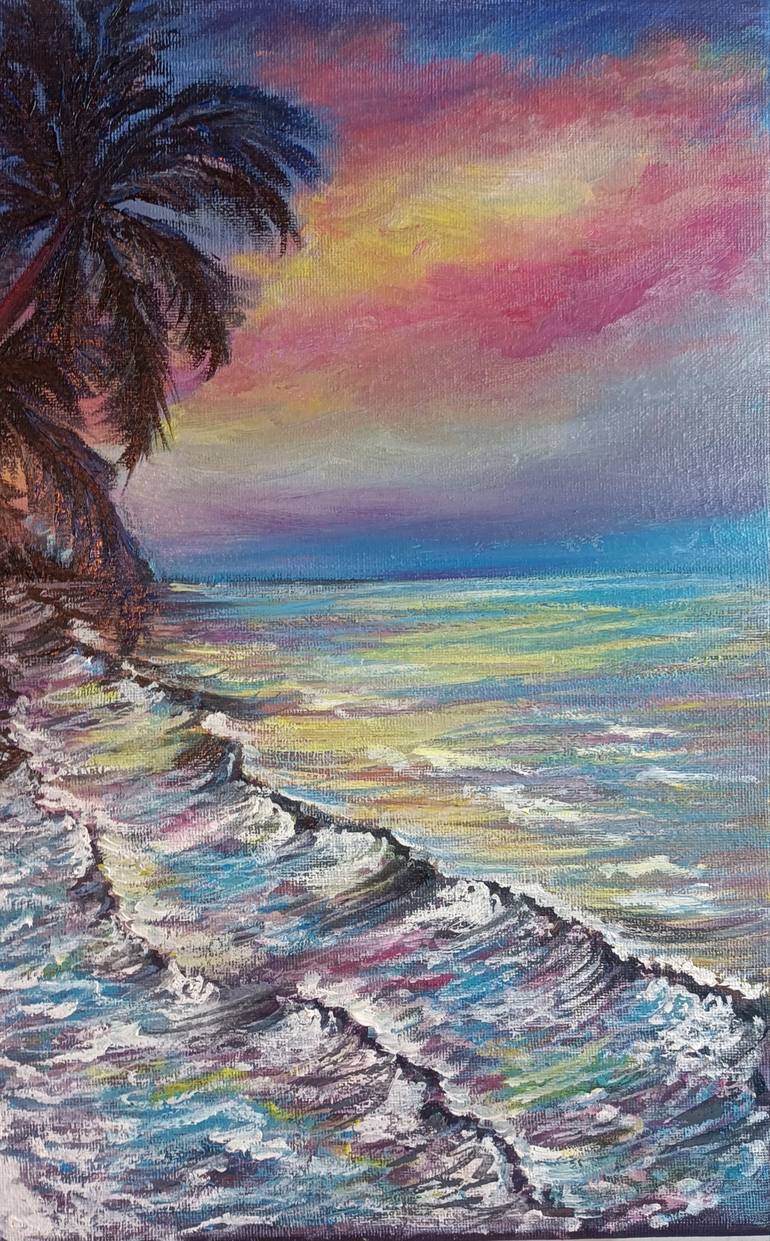 Original Expressionism Beach Painting by Irina Minevich