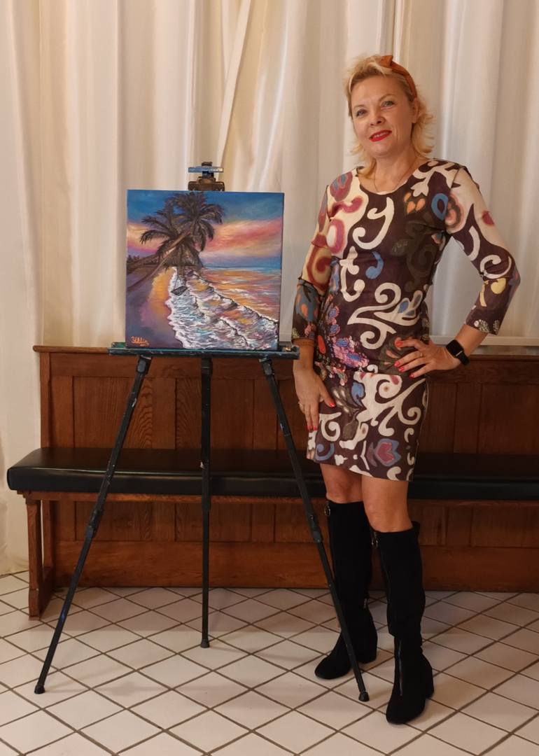 Original Expressionism Beach Painting by Irina Minevich