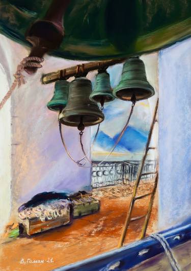 Russian bells. Pastel painting. thumb