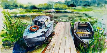 Print of Impressionism Boat Paintings by Viktoria Gaman