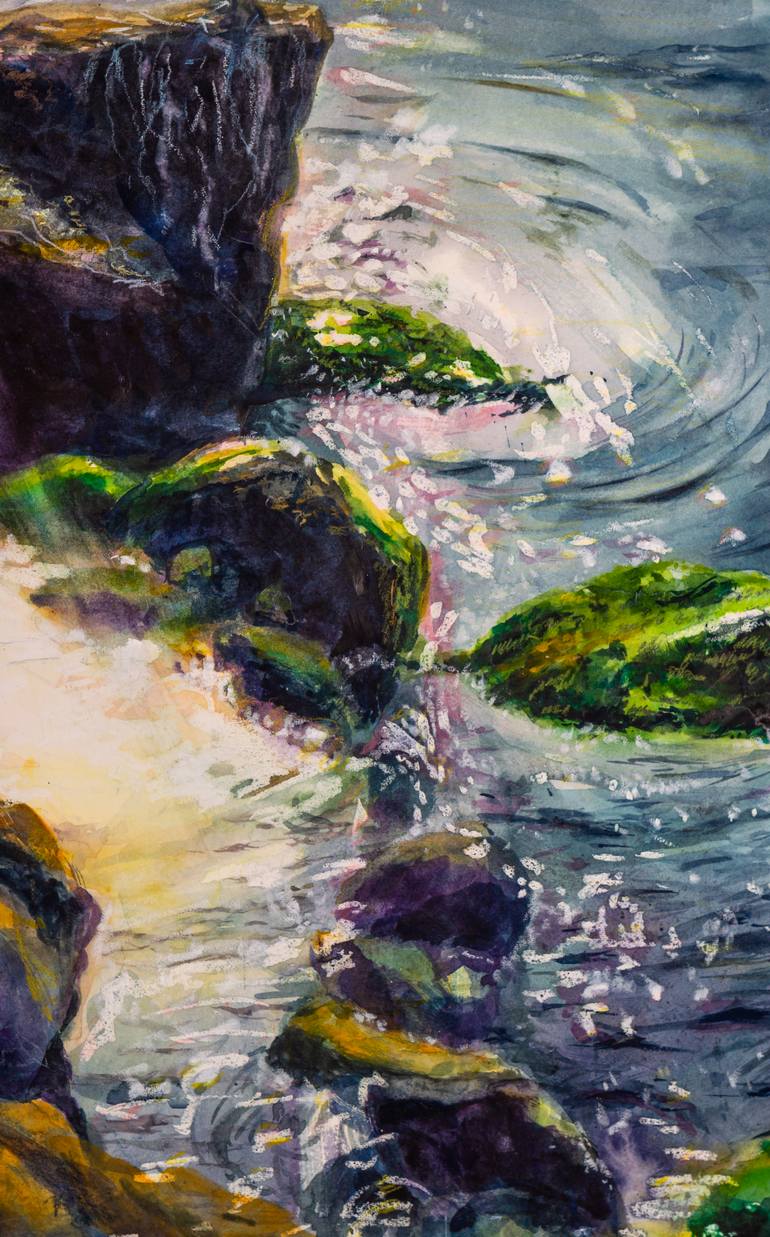 Original Impressionism Beach Painting by Viktoria Gaman
