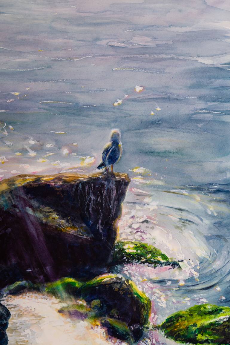 Original Impressionism Beach Painting by Viktoria Gaman